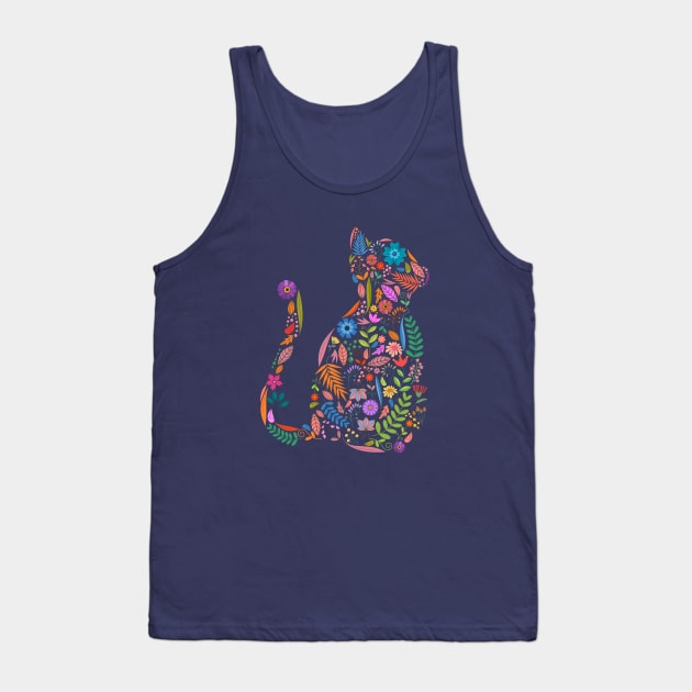 Fancy And Fine Flowered Cat Garden Design Tank Top by LittleBunnySunshine